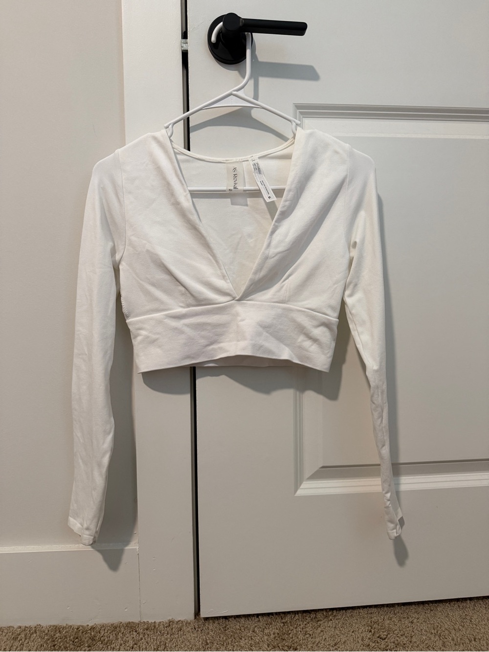 AS Revival Women’s White Long-Sleeve V-Neck Cropped Top